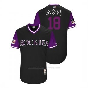 Camiseta Beisbol Hombre Colorado Rockies Seung Hwan Oh 2018 Llws Players Weekend Nickname Negro