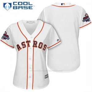 Camiseta Beisbol Mujer Houston Astros 2017 World Series Campeones Blanco Cool Base