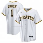 Camiseta Beisbol Hombre Pittsburgh Pirates NO 1 Groom Primera Replica Blanco