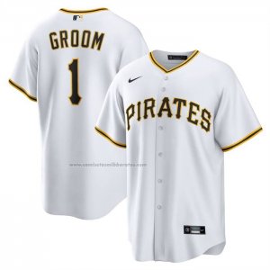 Camiseta Beisbol Hombre Pittsburgh Pirates NO 1 Groom Primera Replica Blanco