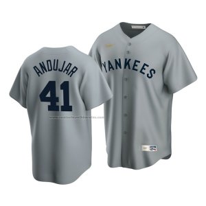 Camiseta Beisbol Hombre New York Yankees Miguel Andujar Cooperstown Collection Road Gris