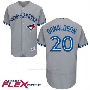 Camiseta Beisbol Hombre Toronto Blue Jays Josh Donaldson Gris Flex Base Autentico Coleccion