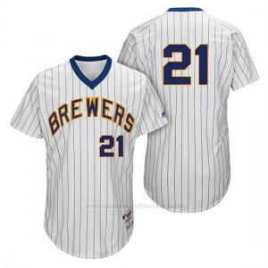 Camiseta Beisbol Hombre Milwaukee Brewers Travis Shaw Blanco 1982 Turn Back The Clock