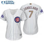 Camiseta Beisbol Mujer Chicago Cubs 7 Jeimer Candelario Blanco Oro Program Cool Base