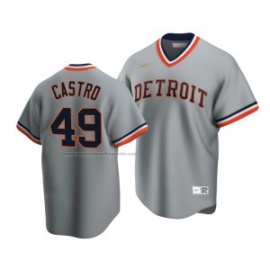 Camiseta Beisbol Hombre Detroit Tigers Willi Castro Cooperstown Collection Road Gris