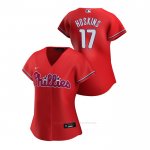 Camiseta Beisbol Mujer Philadelphia Phillies Rhys Hoskins 2020 Replica Alterno Rojo