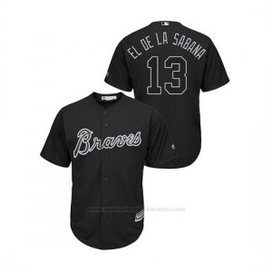 Camiseta Beisbol Hombre Atlanta Braves Ronald Acuna Jr. 2019 Players Weekend El De La Sabana Replica Negro