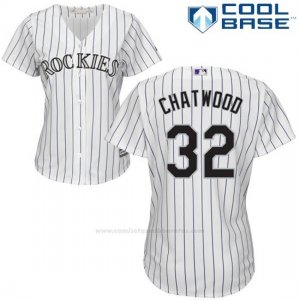 Camiseta Beisbol Mujer Colorado Rockies Tyler Chatwood 32 Blanco Autentico Coleccion Cool Base