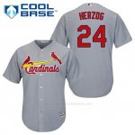 Camiseta Beisbol Hombre St. Louis Cardinals Blancoy Herzog 24 Gris Cool Base