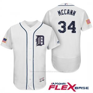 Camiseta Beisbol Hombre Detroit Tigers 2017 Estrellas y Rayas James Mccann Blanco Flex Base