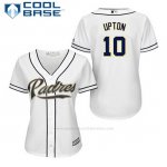 Camiseta Beisbol Mujer San Diego Padres Justin Upton 10 Blanco 1ª Cool Base