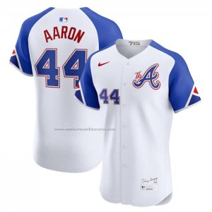Camiseta Beisbol Hombre Atlanta Braves Hank Aaron City Connect Elite Blanco
