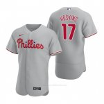 Camiseta Beisbol Hombre Philadelphia Phillies Rhys Hoskins Autentico 2020 Road Gris