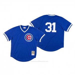 Camiseta Beisbol Hombre Chicago Cubs Greg Maddux Autentico 1987 Bp Mesh Azul