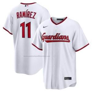 Camiseta Beisbol Hombre Cleveland Guardians Jose Ramirez Primera Replica Blanco1