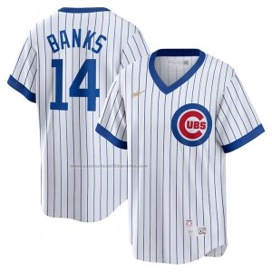 Camiseta Beisbol Hombre Chicago Cubs Ernie Banks Blanco Primera Cooperstown Collection Blanco