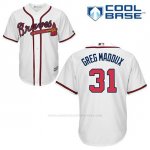 Camiseta Beisbol Hombre Atlanta Braves 31 Greg Maddux Blanco 1ª Cool Base