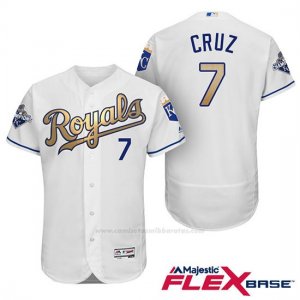 Camiseta Beisbol Hombre Kansas City Royals Campeones 7 Tony Cruz Flex Base Oros