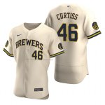 Camiseta Beisbol Hombre Milwaukee Brewers John Curtiss Autentico Alterno Crema