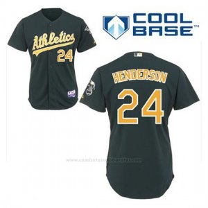Camiseta Beisbol Hombre Oakland Athletics Rickey Henderson 24 Verde Alterno Cool Base