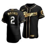 Camiseta Beisbol Hombre Texas Rangers Jeff Mathis Golden Edition Autentico Negro