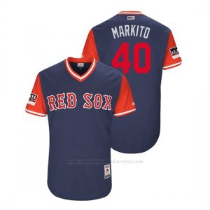 Camiseta Beisbol Hombre Boston Rojo Sox Marco Hernandez 2018 Llws Players Weekend Markito Azul