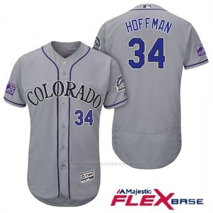 Camiseta Beisbol Hombre Colorado Rockies Jeff Hoffman 34 Gris 25th Season Flex Base
