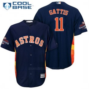 Camiseta Beisbol Hombre Houston Astros 2017 World Series Campeones Evan Gattis Azul Cool Base