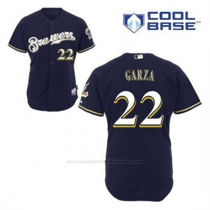 Camiseta Beisbol Hombre Milwaukee Brewers Matt Garza 22 Azul Azul Alterno Cool Base