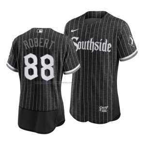 Camiseta Beisbol Hombre Chicago White Sox Luis Robert 2021 City Connect Autentico Negro