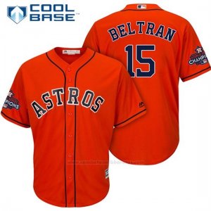 Camiseta Beisbol Hombre Houston Astros 2017 World Series Campeones Carlos Beltran Naranja Cool Base