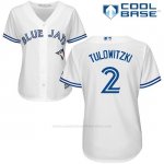 Camiseta Beisbol Mujer Toronto Blue Jays Troy Tulowitzki Cool Base Blanco