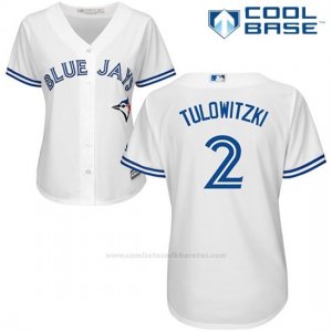 Camiseta Beisbol Mujer Toronto Blue Jays Troy Tulowitzki Cool Base Blanco
