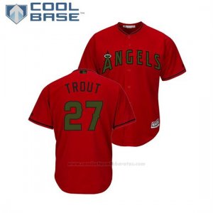 Camiseta Beisbol Hombre Los Angeles Angels Mike Trout 2018 Dia de los Caidos Cool Base Scarlet