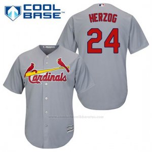 Camiseta Beisbol Hombre St. Louis Cardinals Blancoy Herzog 24 Gris Cool Base