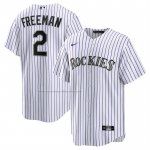 Camiseta Beisbol Hombre Colorado Rockies Tyler Freeman Primera Replica Blanco Camiseta Beisbol Hombre Colorado Rockies Tyler Freeman Primera Replica Blanco