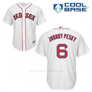 Camiseta Beisbol Hombre Boston Red Sox 6 Johnny Pesky Blanco 1ª Cool Base
