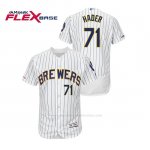 Camiseta Beisbol Hombre Milwaukee Brewers Josh Hader 150th Aniversario Patch Autentico Flex Base Blanco Azul