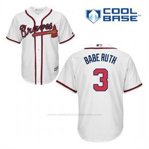 Camiseta Beisbol Hombre Atlanta Braves 3 Babe Ruth Blanco 1ª Cool Base