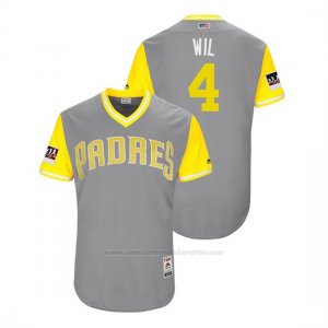 Camiseta Beisbol Hombre San Diego Padres Wil Myers 2018 Llws Players Weekend Wil Gris
