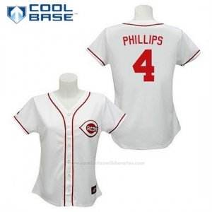 Camiseta Beisbol Hombre Cincinnati Reds Brandon Phillips 4 Blanco Cool Base