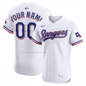 Camiseta Beisbol Hombre Texas Rangers Elite Personalizada Blanco