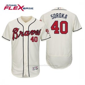 Camiseta Beisbol Hombre Atlanta Braves Mike Soroka Flex Base Autentico Collezione Alternato 2019 Crema