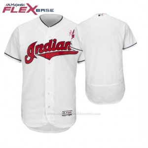 Camiseta Beisbol Hombre Cleveland Indians Blanco 2018 Dia de la Madre Flex Base