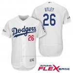 Camiseta Beisbol Hombre Los Angeles Dodgers 2017 Postemporada Chase Utley Blanco Flex Base