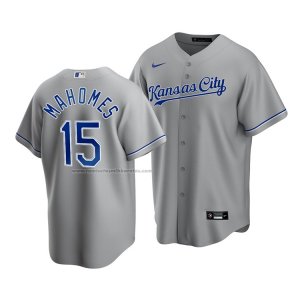 Camiseta Beisbol Hombre Kansas City Royals Patrick Mahomes Replica Cool Base Road Gris