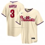 Camiseta Beisbol Hombre Philadelphia Phillies Bryce Harper Alterno Replica Crema