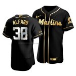 Camiseta Beisbol Hombre Miami Marlins Jorge Alfaro Golden Edition Autentico Negro