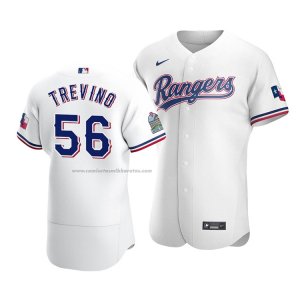 Camiseta Beisbol Hombre Texas Rangers Jose Trevino Autentico Primera Blanco