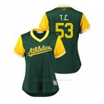 Camiseta Beisbol Mujer Oakland Athletics Trevor Cahill 2018 Llws Players Weekend T.c. Green